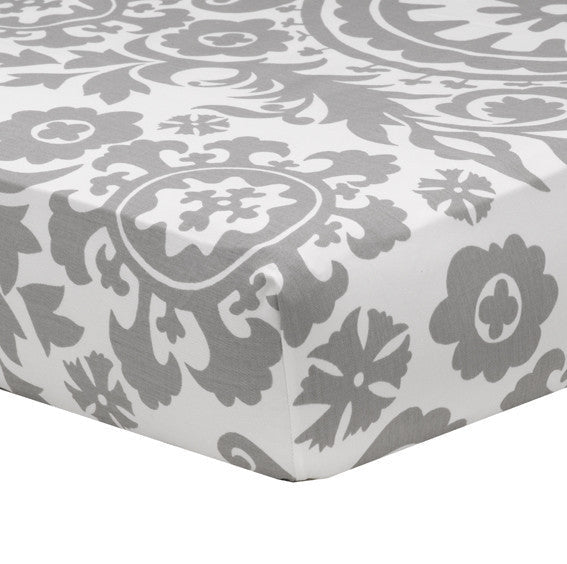 Gray Suzani Crib Sheet