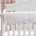Liz and Roo White Woven Crib Rail Cover with Pink Trim