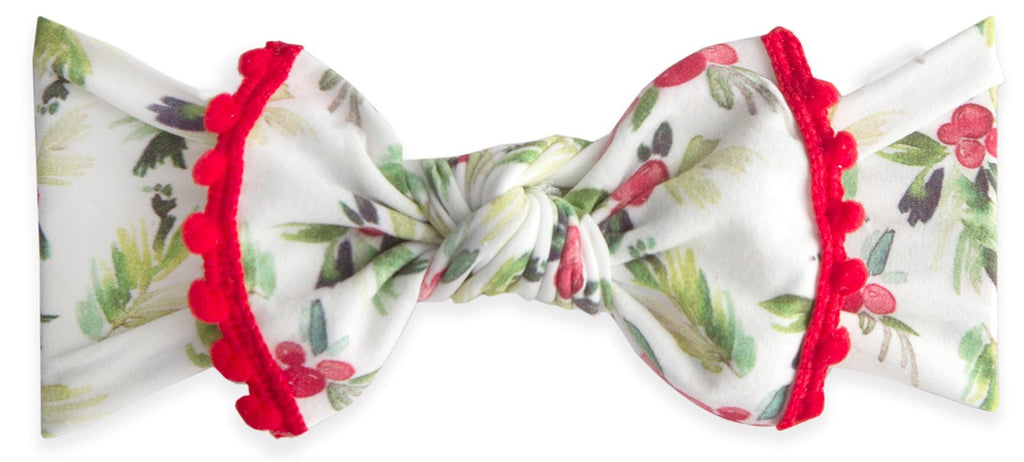Trimmed Printed Knot Headband Holly Berry